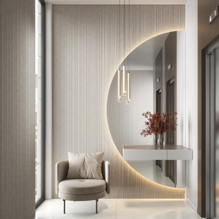 Hotel corridor designed using decorative Fitwall panels