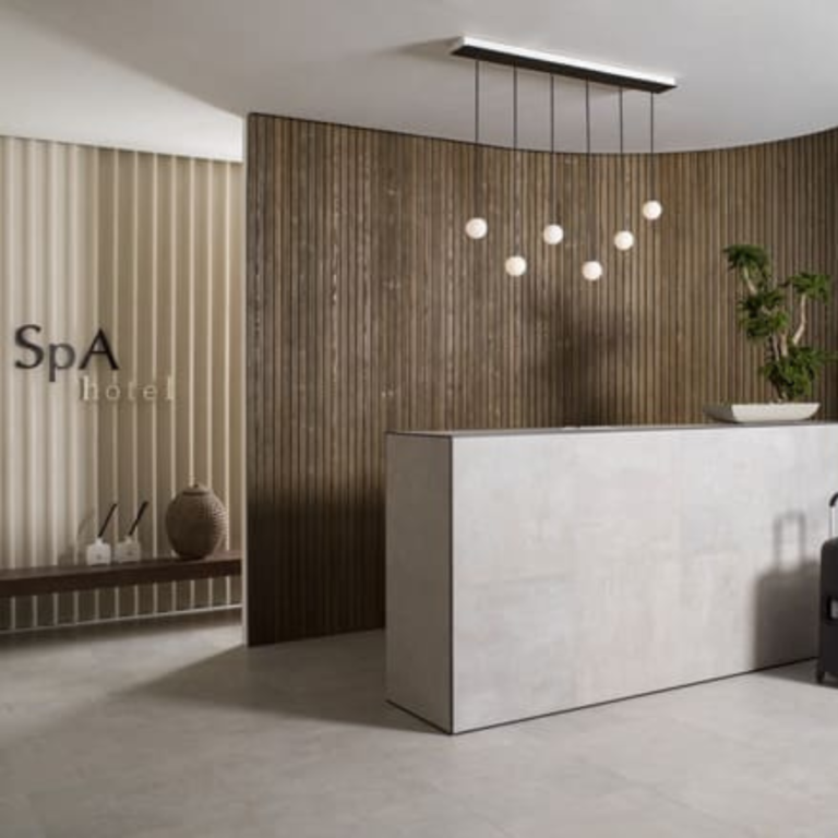 Luxury hotel reception designed with Fitwall decorative wall panels